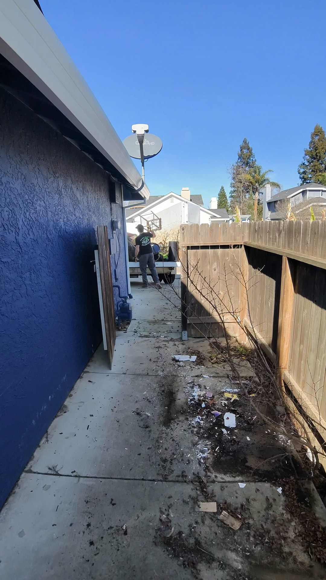 Roseville side yard cleanout in progress