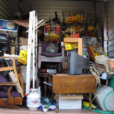 A storage shed full of junk removed by Kales Junk & Trash Hauling in Roseville CA