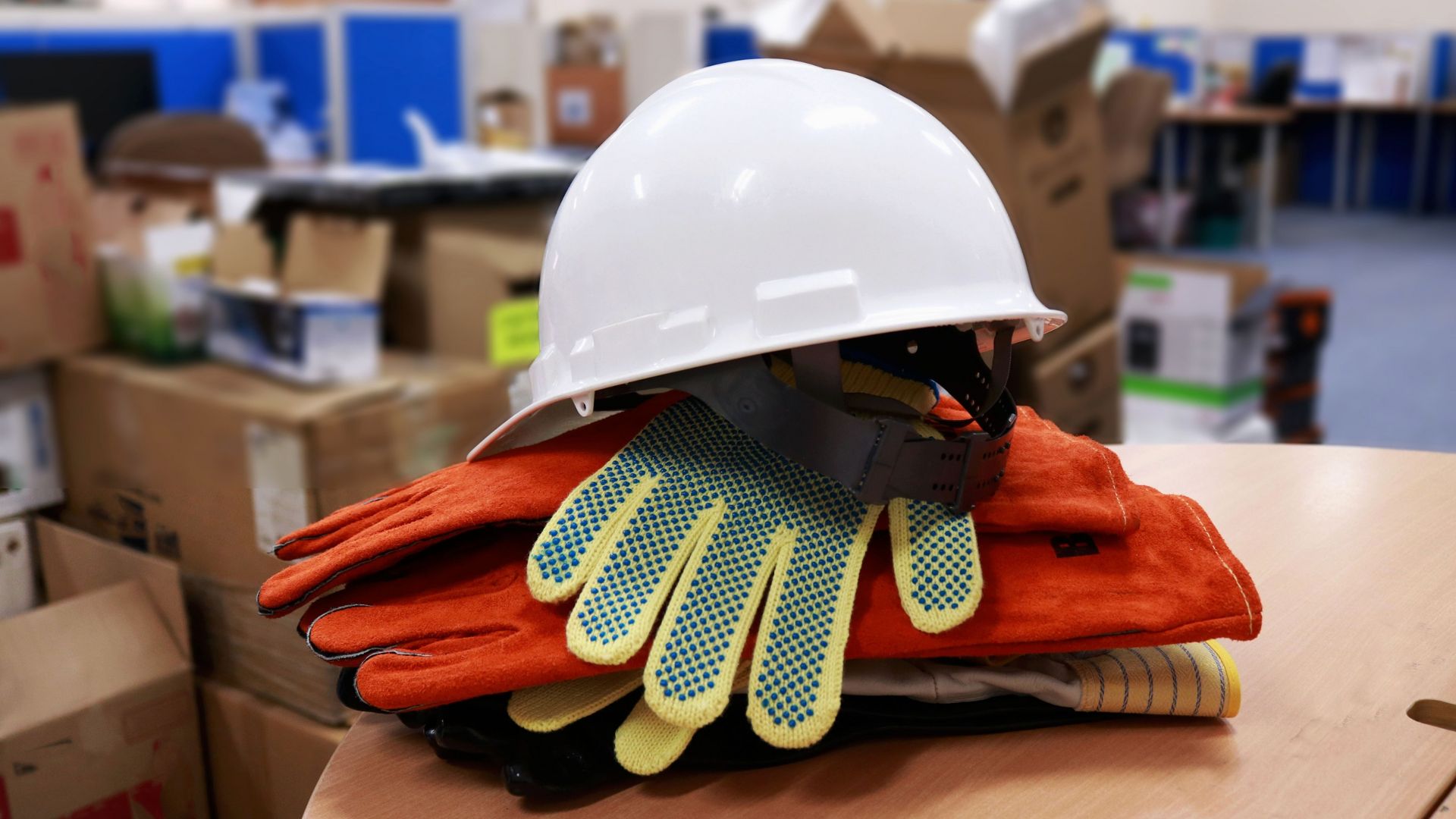 Safety gear in a pile ready to be used for junk removal.